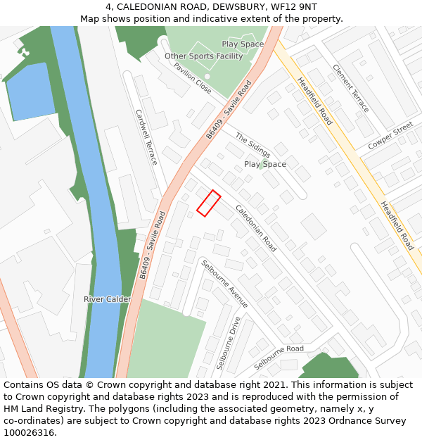 4, CALEDONIAN ROAD, DEWSBURY, WF12 9NT: Location map and indicative extent of plot