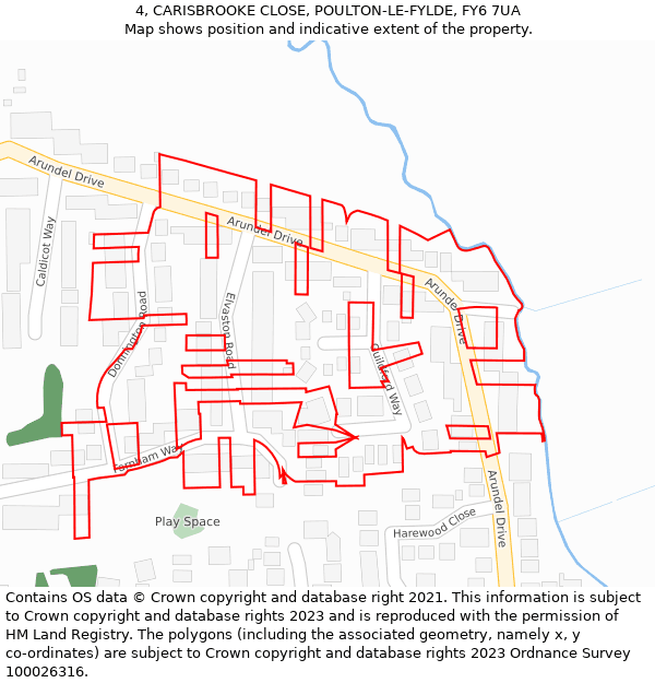 4, CARISBROOKE CLOSE, POULTON-LE-FYLDE, FY6 7UA: Location map and indicative extent of plot