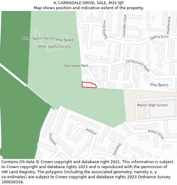 4, CARRADALE DRIVE, SALE, M33 5JP: Location map and indicative extent of plot