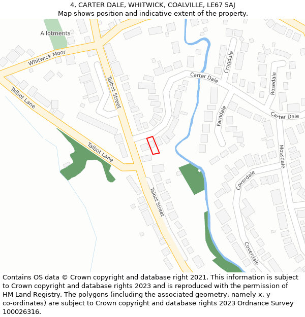 4, CARTER DALE, WHITWICK, COALVILLE, LE67 5AJ: Location map and indicative extent of plot