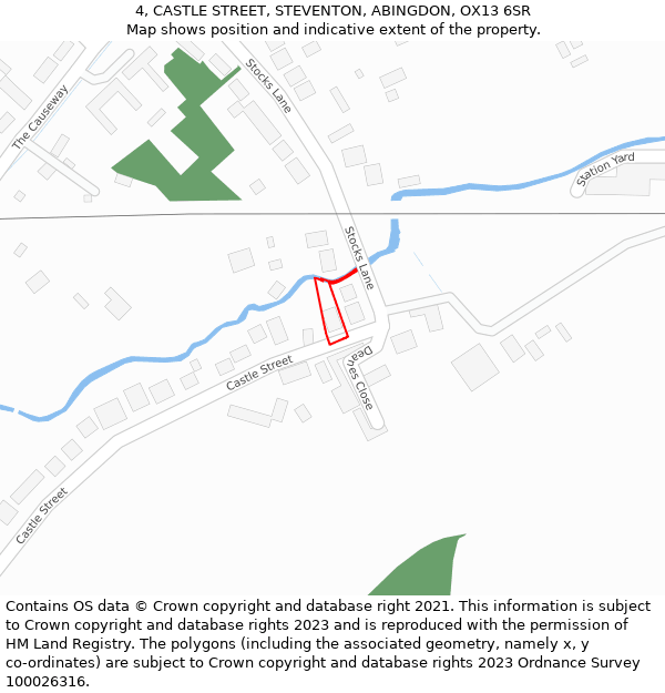 4, CASTLE STREET, STEVENTON, ABINGDON, OX13 6SR: Location map and indicative extent of plot