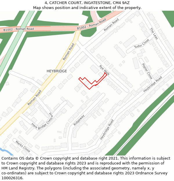 4, CATCHER COURT, INGATESTONE, CM4 9AZ: Location map and indicative extent of plot