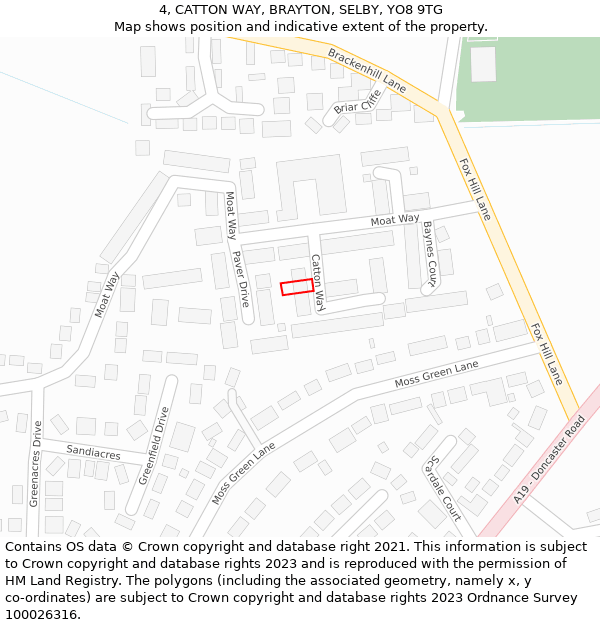 4, CATTON WAY, BRAYTON, SELBY, YO8 9TG: Location map and indicative extent of plot