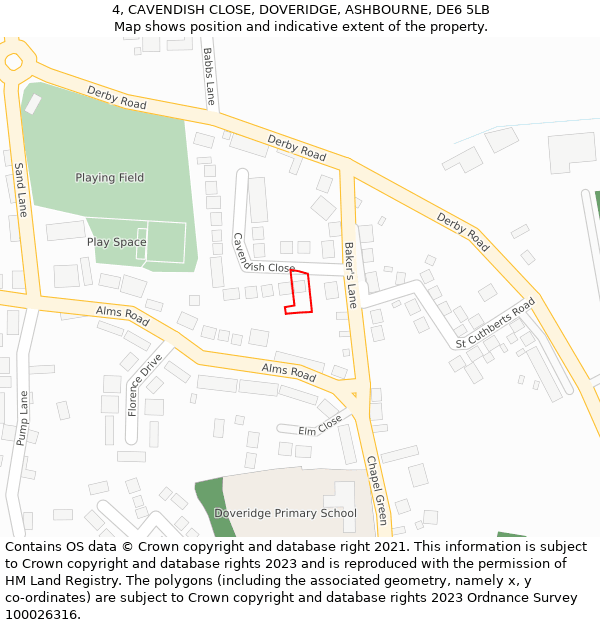 4, CAVENDISH CLOSE, DOVERIDGE, ASHBOURNE, DE6 5LB: Location map and indicative extent of plot