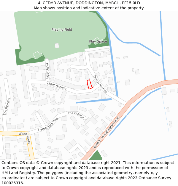 4, CEDAR AVENUE, DODDINGTON, MARCH, PE15 0LD: Location map and indicative extent of plot