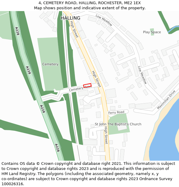 4, CEMETERY ROAD, HALLING, ROCHESTER, ME2 1EX: Location map and indicative extent of plot