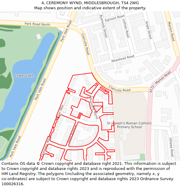 4, CEREMONY WYND, MIDDLESBROUGH, TS4 2WG: Location map and indicative extent of plot
