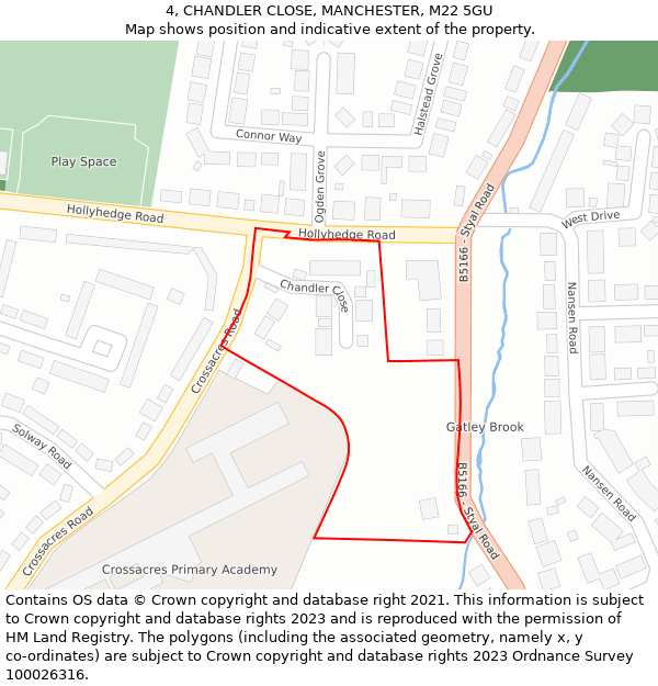 4, CHANDLER CLOSE, MANCHESTER, M22 5GU: Location map and indicative extent of plot