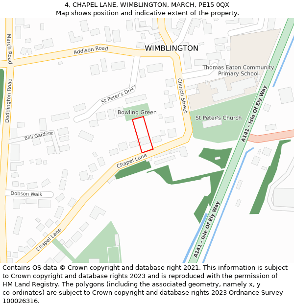 4, CHAPEL LANE, WIMBLINGTON, MARCH, PE15 0QX: Location map and indicative extent of plot
