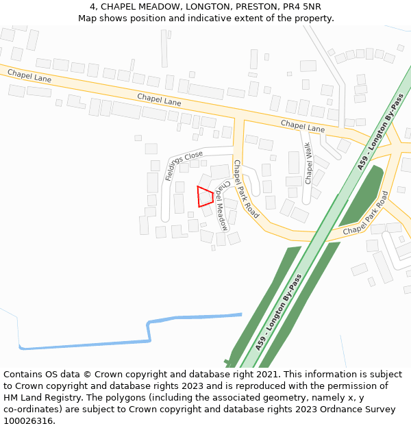 4, CHAPEL MEADOW, LONGTON, PRESTON, PR4 5NR: Location map and indicative extent of plot