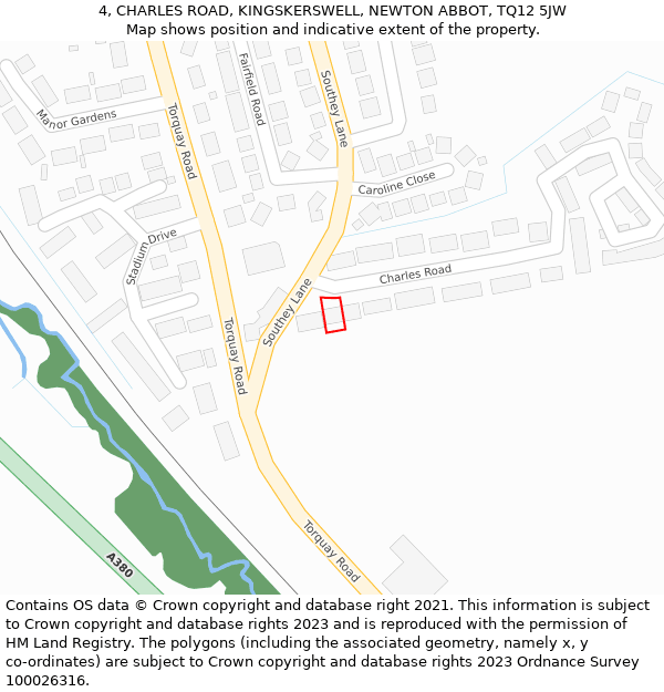 4, CHARLES ROAD, KINGSKERSWELL, NEWTON ABBOT, TQ12 5JW: Location map and indicative extent of plot