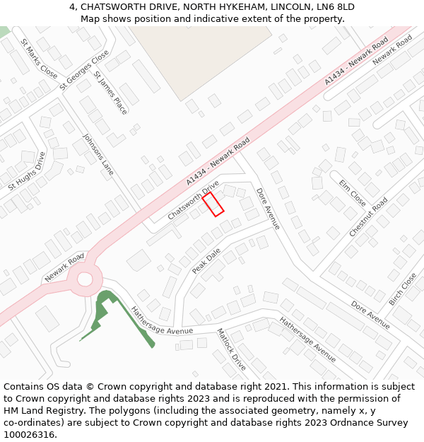 4, CHATSWORTH DRIVE, NORTH HYKEHAM, LINCOLN, LN6 8LD: Location map and indicative extent of plot