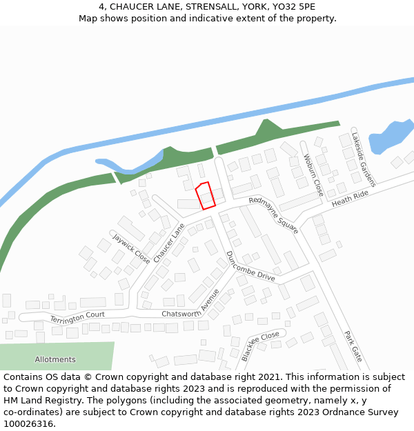 4, CHAUCER LANE, STRENSALL, YORK, YO32 5PE: Location map and indicative extent of plot