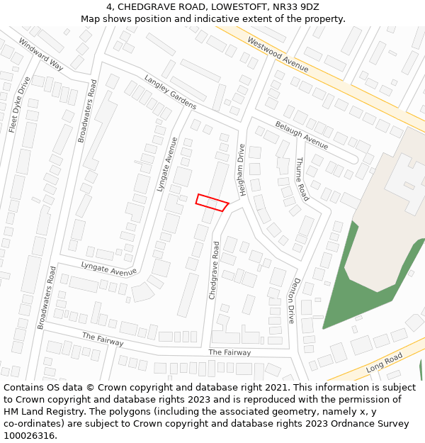 4, CHEDGRAVE ROAD, LOWESTOFT, NR33 9DZ: Location map and indicative extent of plot