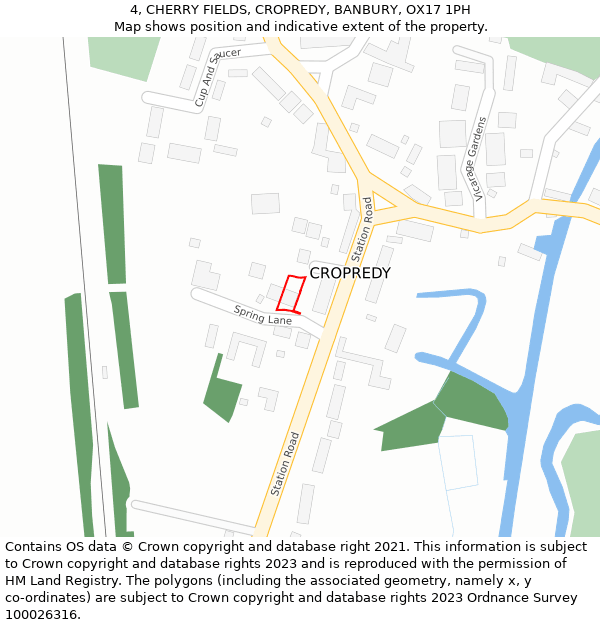 4, CHERRY FIELDS, CROPREDY, BANBURY, OX17 1PH: Location map and indicative extent of plot