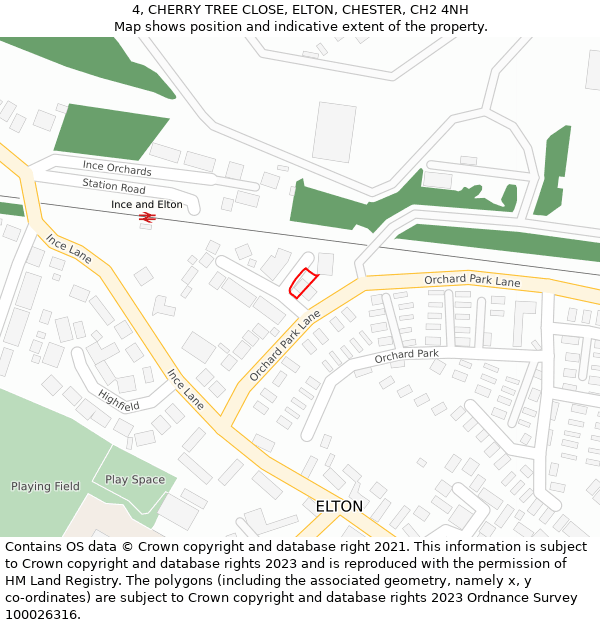 4, CHERRY TREE CLOSE, ELTON, CHESTER, CH2 4NH: Location map and indicative extent of plot