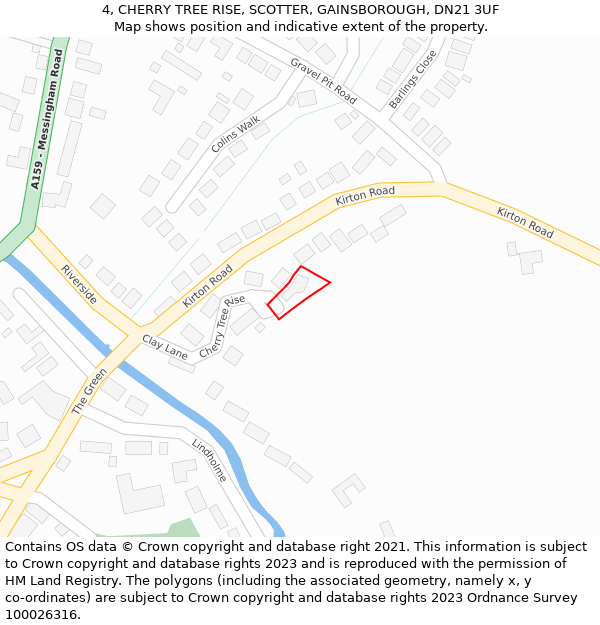 4, CHERRY TREE RISE, SCOTTER, GAINSBOROUGH, DN21 3UF: Location map and indicative extent of plot