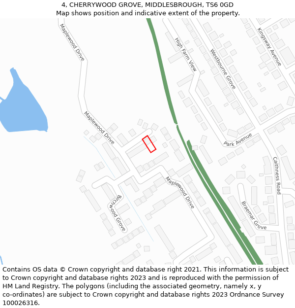 4, CHERRYWOOD GROVE, MIDDLESBROUGH, TS6 0GD: Location map and indicative extent of plot