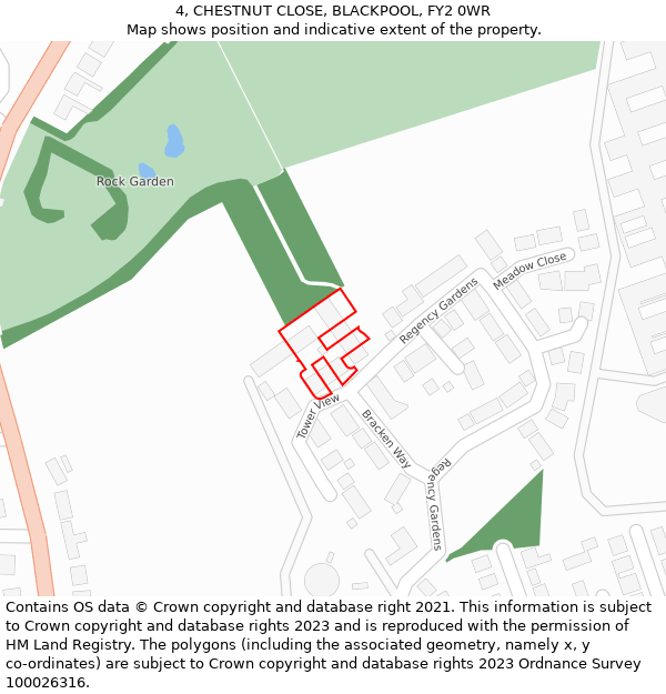 4, CHESTNUT CLOSE, BLACKPOOL, FY2 0WR: Location map and indicative extent of plot