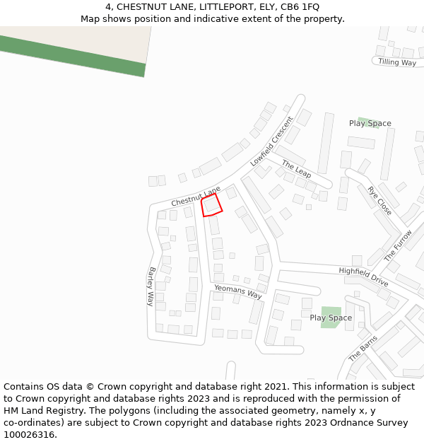 4, CHESTNUT LANE, LITTLEPORT, ELY, CB6 1FQ: Location map and indicative extent of plot