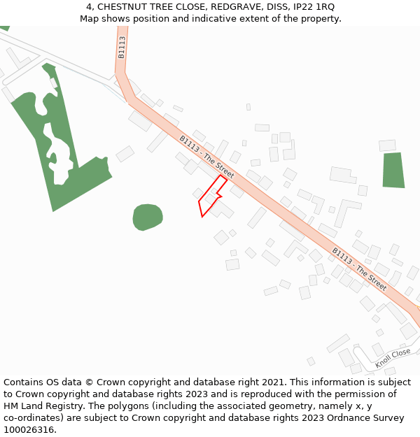 4, CHESTNUT TREE CLOSE, REDGRAVE, DISS, IP22 1RQ: Location map and indicative extent of plot