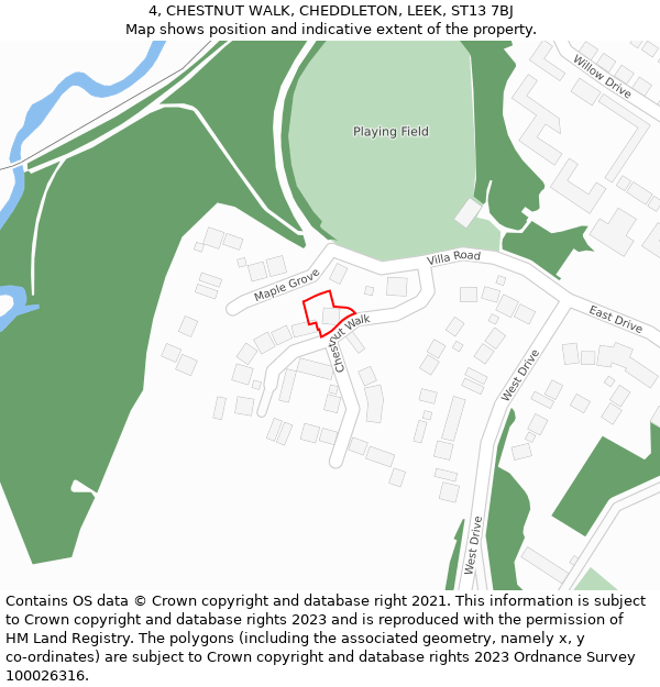 4, CHESTNUT WALK, CHEDDLETON, LEEK, ST13 7BJ: Location map and indicative extent of plot