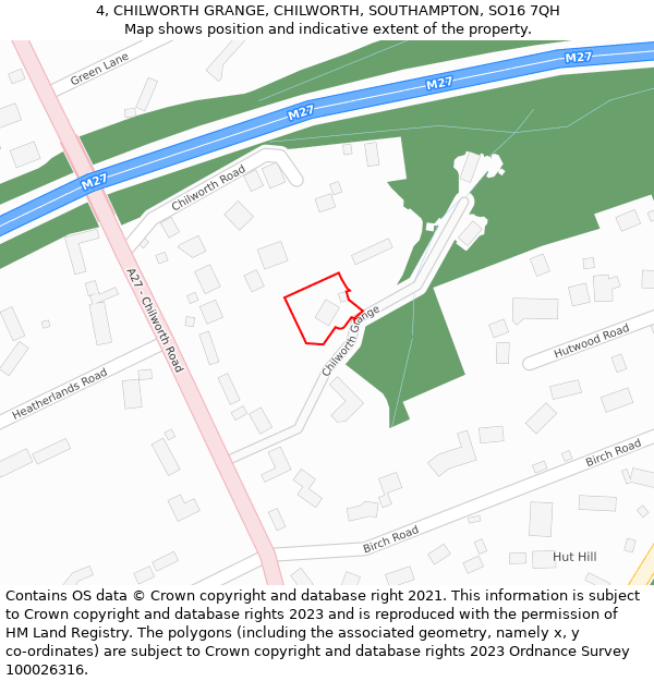 4, CHILWORTH GRANGE, CHILWORTH, SOUTHAMPTON, SO16 7QH: Location map and indicative extent of plot