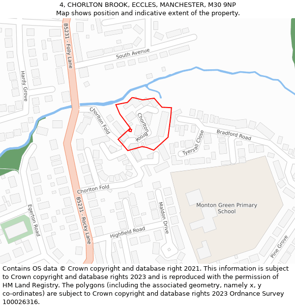 4, CHORLTON BROOK, ECCLES, MANCHESTER, M30 9NP: Location map and indicative extent of plot