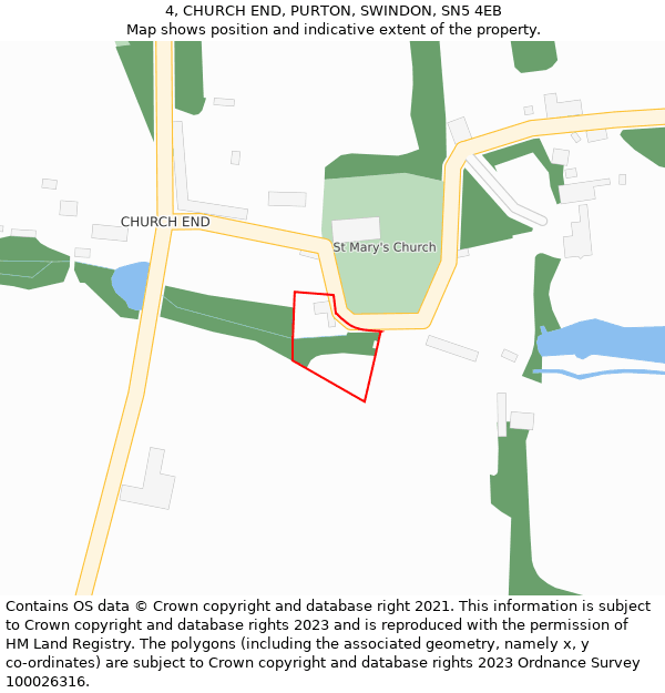 4, CHURCH END, PURTON, SWINDON, SN5 4EB: Location map and indicative extent of plot