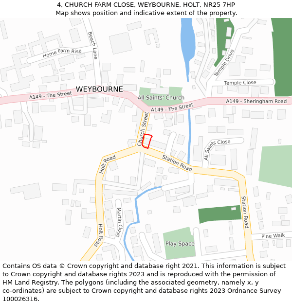 4, CHURCH FARM CLOSE, WEYBOURNE, HOLT, NR25 7HP: Location map and indicative extent of plot