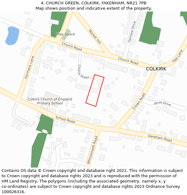 4, CHURCH GREEN, COLKIRK, FAKENHAM, NR21 7PB: Location map and indicative extent of plot