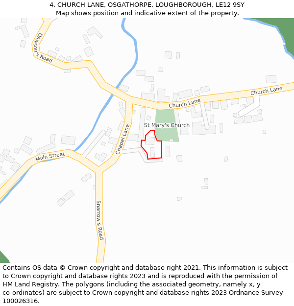 4, CHURCH LANE, OSGATHORPE, LOUGHBOROUGH, LE12 9SY: Location map and indicative extent of plot