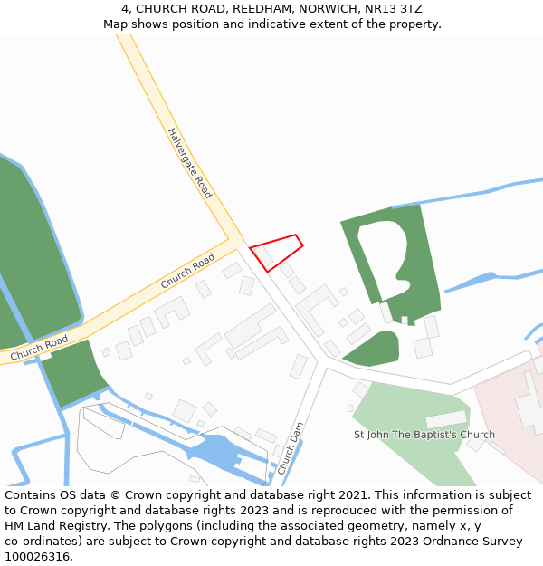 4, CHURCH ROAD, REEDHAM, NORWICH, NR13 3TZ: Location map and indicative extent of plot