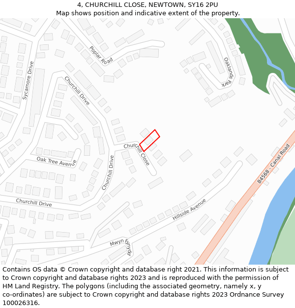 4, CHURCHILL CLOSE, NEWTOWN, SY16 2PU: Location map and indicative extent of plot