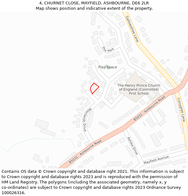 4, CHURNET CLOSE, MAYFIELD, ASHBOURNE, DE6 2LR: Location map and indicative extent of plot