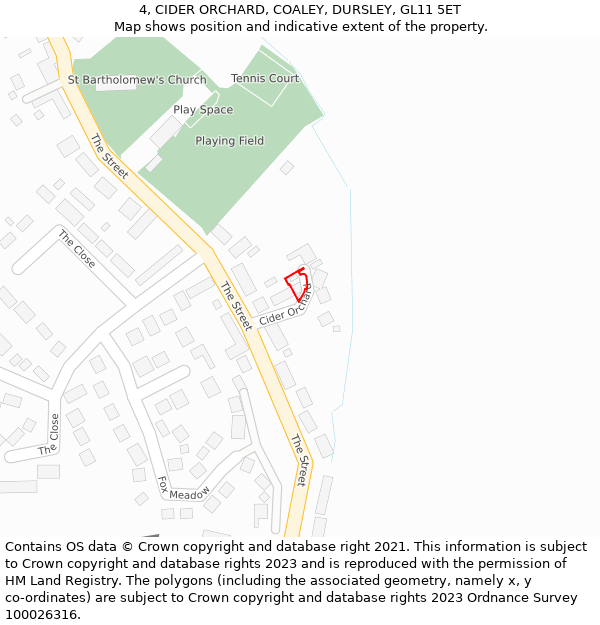 4, CIDER ORCHARD, COALEY, DURSLEY, GL11 5ET: Location map and indicative extent of plot