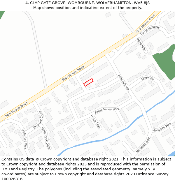 4, CLAP GATE GROVE, WOMBOURNE, WOLVERHAMPTON, WV5 8JS: Location map and indicative extent of plot