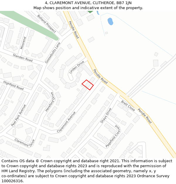 4, CLAREMONT AVENUE, CLITHEROE, BB7 1JN: Location map and indicative extent of plot