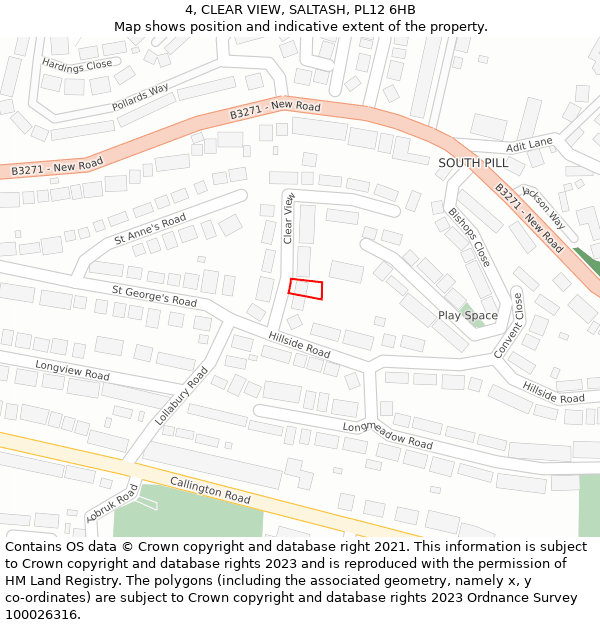 4, CLEAR VIEW, SALTASH, PL12 6HB: Location map and indicative extent of plot