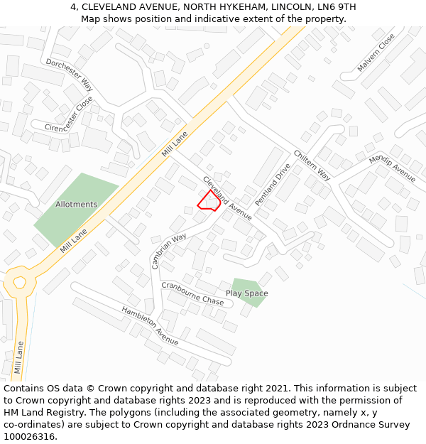 4, CLEVELAND AVENUE, NORTH HYKEHAM, LINCOLN, LN6 9TH: Location map and indicative extent of plot