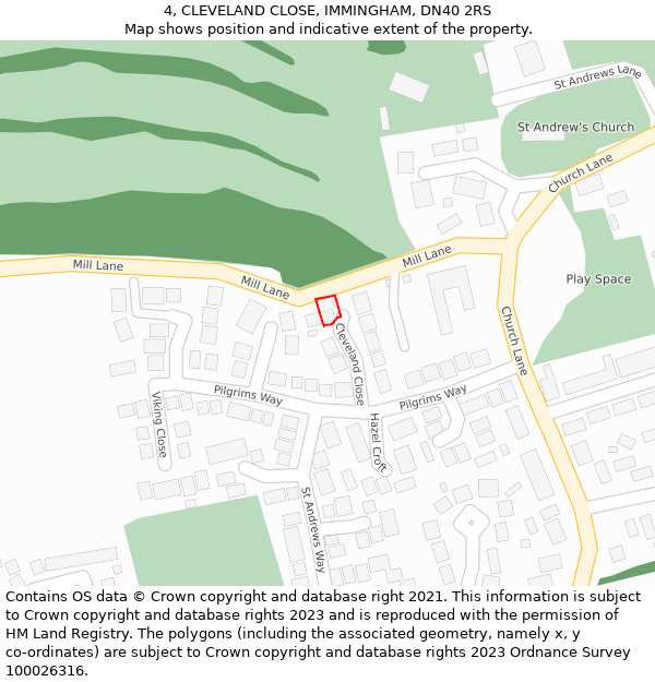 4, CLEVELAND CLOSE, IMMINGHAM, DN40 2RS: Location map and indicative extent of plot