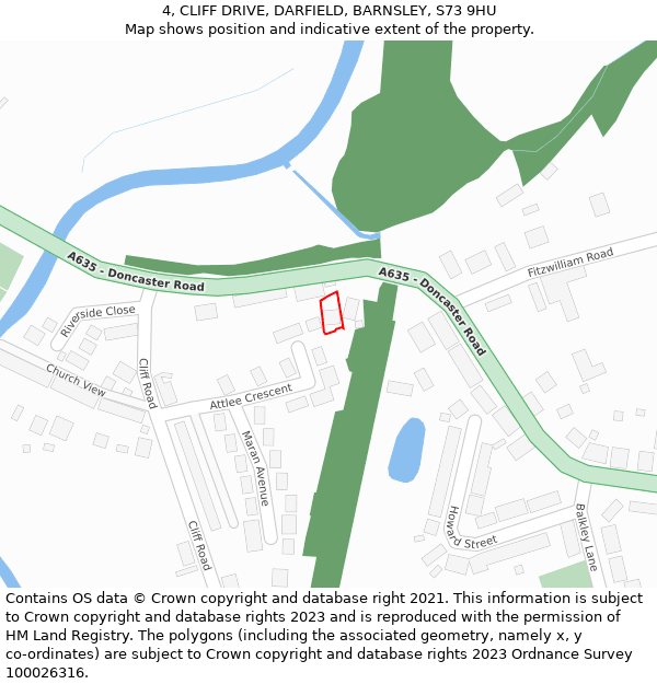 4, CLIFF DRIVE, DARFIELD, BARNSLEY, S73 9HU: Location map and indicative extent of plot