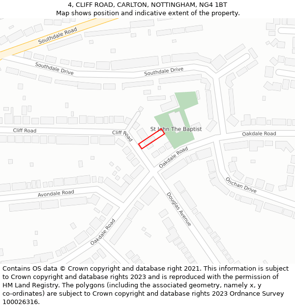 4, CLIFF ROAD, CARLTON, NOTTINGHAM, NG4 1BT: Location map and indicative extent of plot