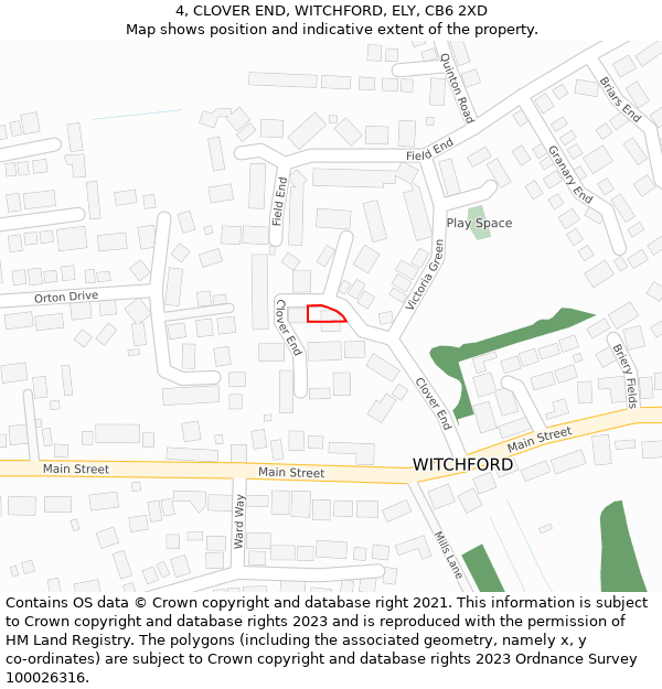 4, CLOVER END, WITCHFORD, ELY, CB6 2XD: Location map and indicative extent of plot