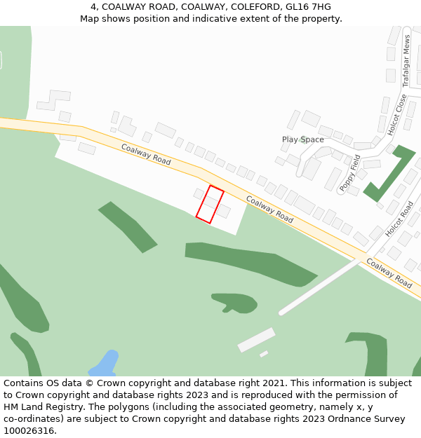 4, COALWAY ROAD, COALWAY, COLEFORD, GL16 7HG: Location map and indicative extent of plot