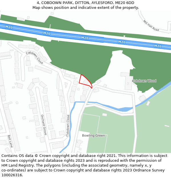 4, COBDOWN PARK, DITTON, AYLESFORD, ME20 6DD: Location map and indicative extent of plot