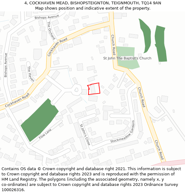 4, COCKHAVEN MEAD, BISHOPSTEIGNTON, TEIGNMOUTH, TQ14 9AN: Location map and indicative extent of plot