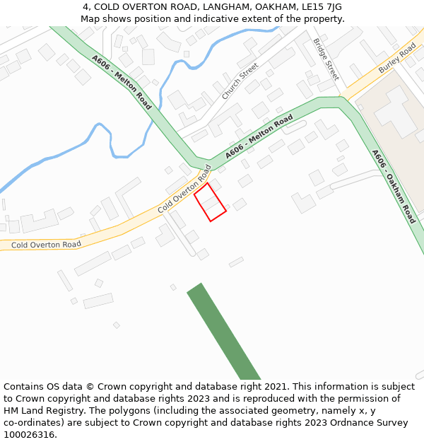 4, COLD OVERTON ROAD, LANGHAM, OAKHAM, LE15 7JG: Location map and indicative extent of plot