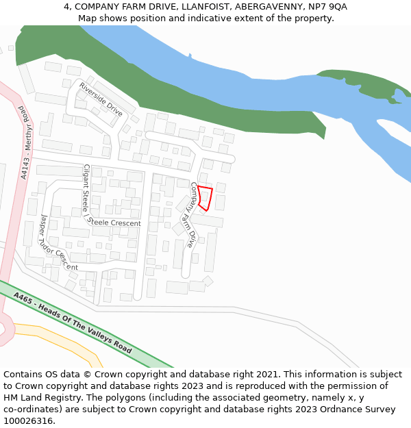 4, COMPANY FARM DRIVE, LLANFOIST, ABERGAVENNY, NP7 9QA: Location map and indicative extent of plot