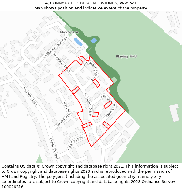 4, CONNAUGHT CRESCENT, WIDNES, WA8 5AE: Location map and indicative extent of plot